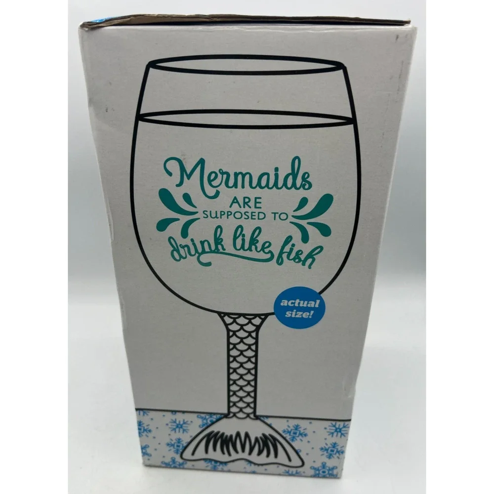 BigMouth Mermaid Tail XL Wine Glass Holds Full Bottle Novelty Stemware Gift Box
